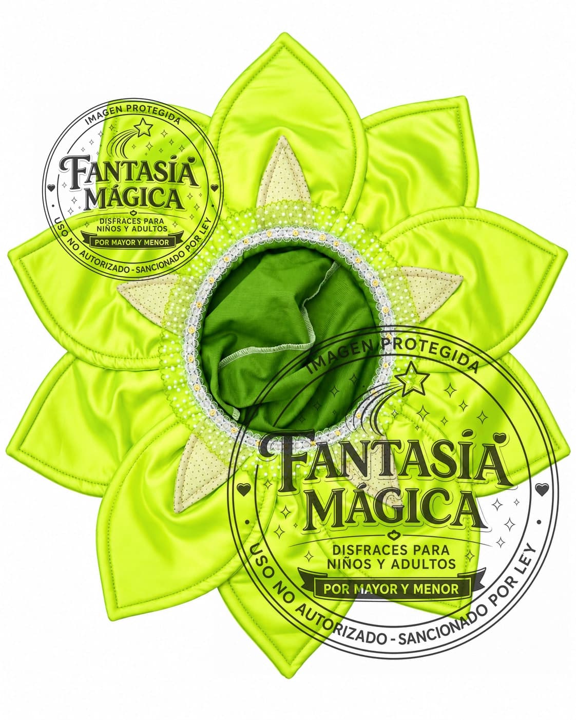 Disfraz de Cabeza Flor Verde Limon