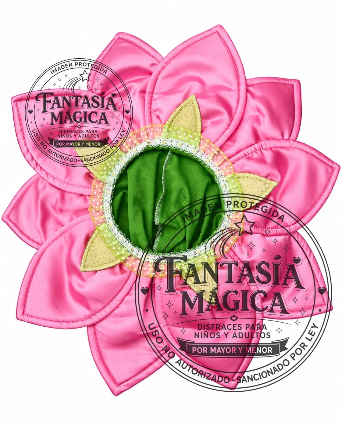 Disfraz de Cabeza Flor Rosado
